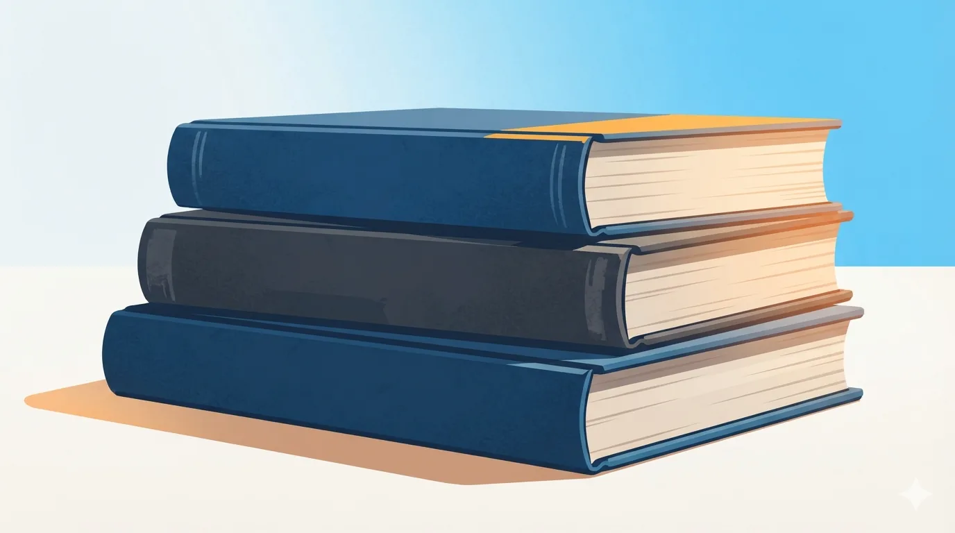 Stapel klassieke verkoopboeken op een houten bureau