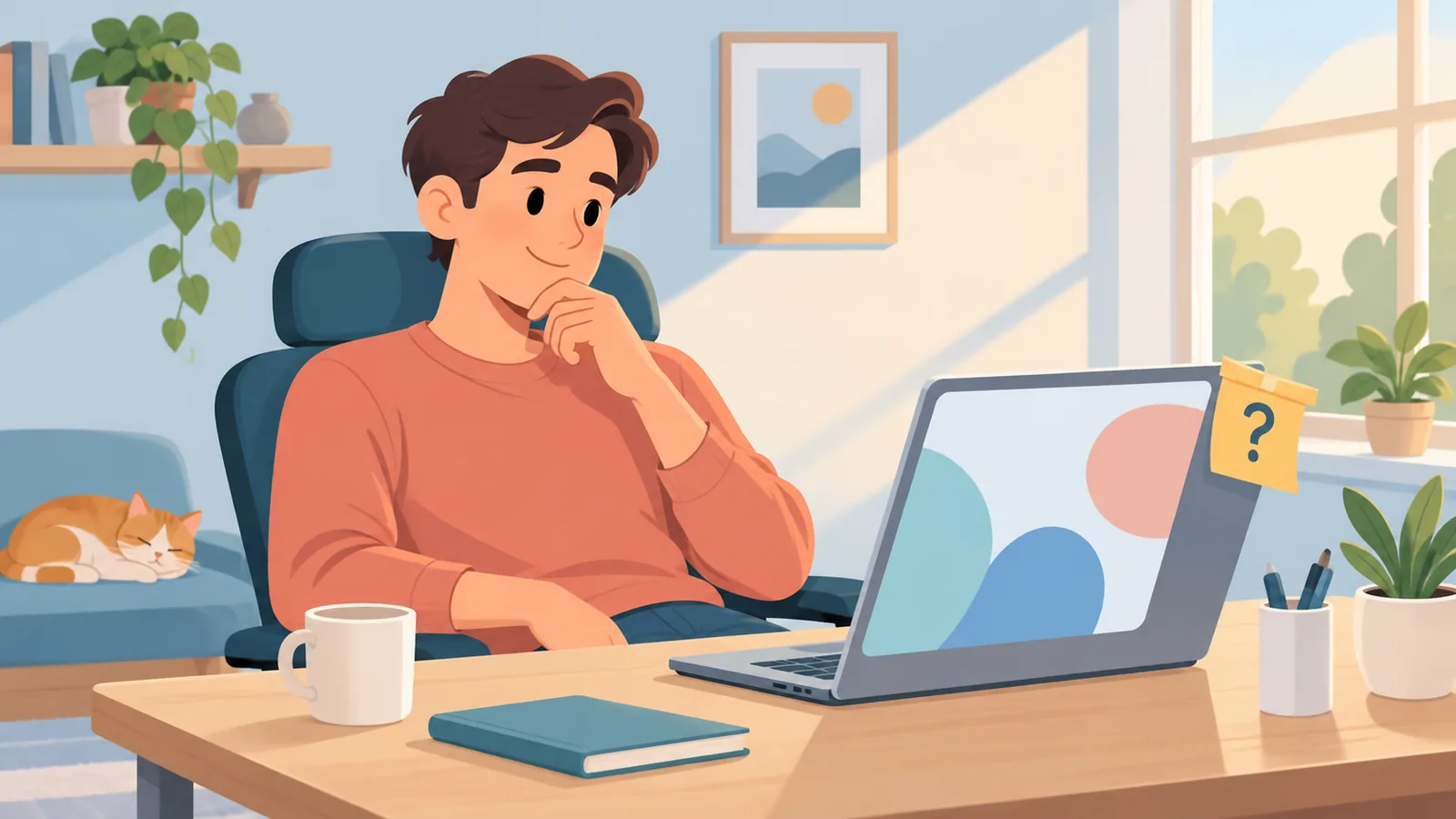 شخص يبحث عن إجابات لأسئلته المهنية الشائعة