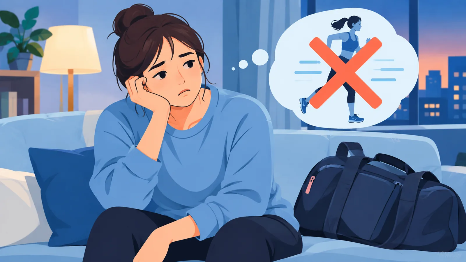 شخص محبط يتوقف عن ممارسة عادة صحية جديدة