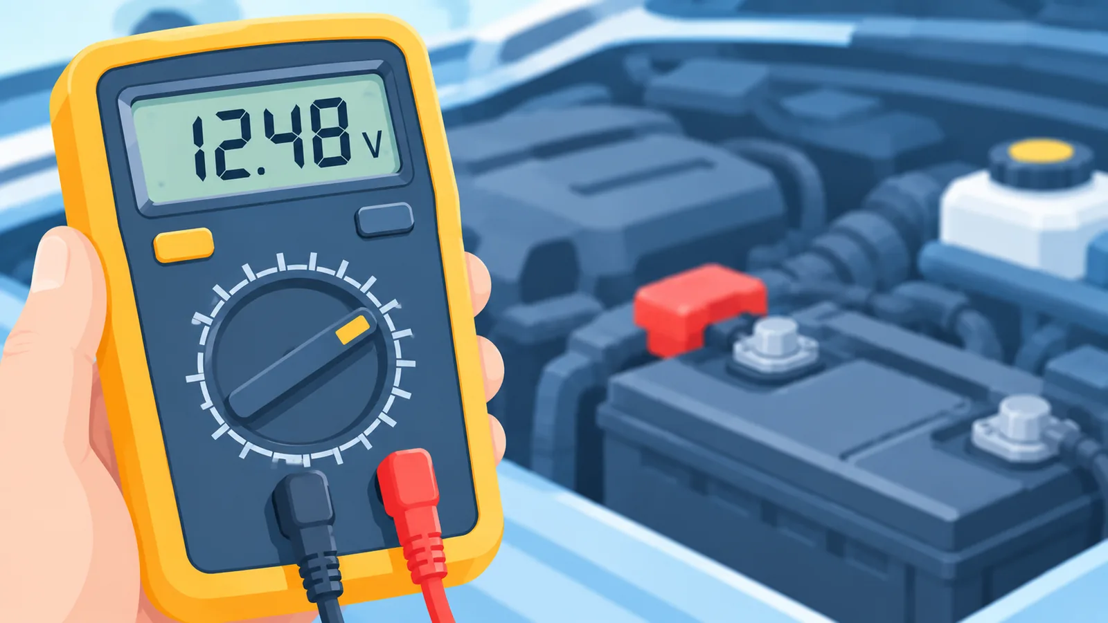 Nahaufnahme eines Multimeter-Displays mit Spannungsanzeige
