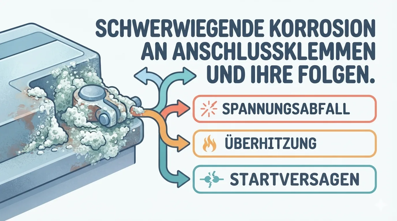 Korrodierter Batteriepol als Beispiel für eine Fehlerquelle