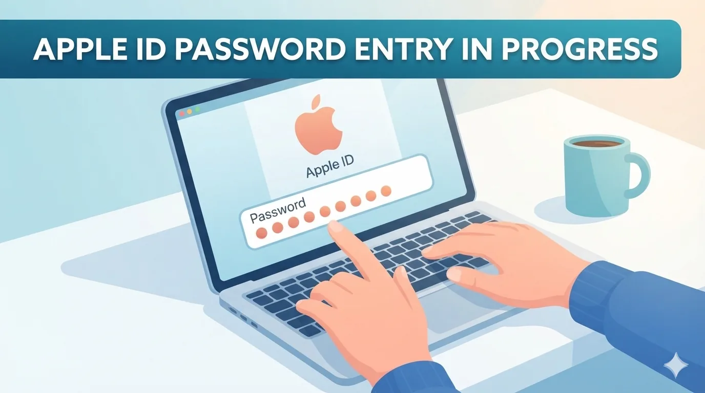 Anmeldung bei der Apple-ID auf einem Laptop
