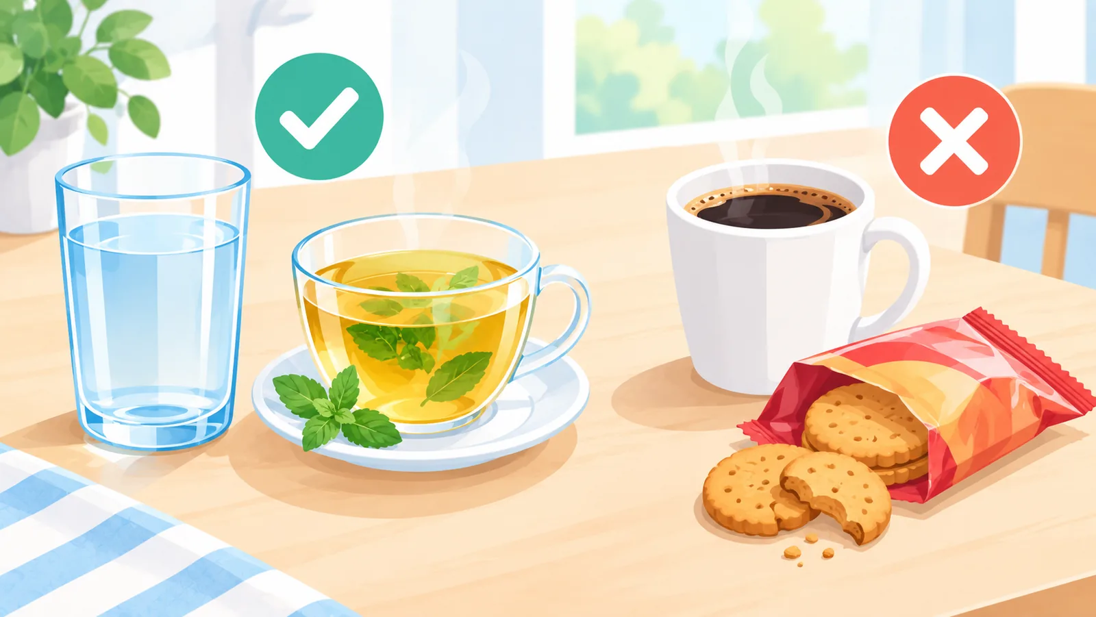 Gesunde Getränke im Vergleich zu Kaffee und Snacks