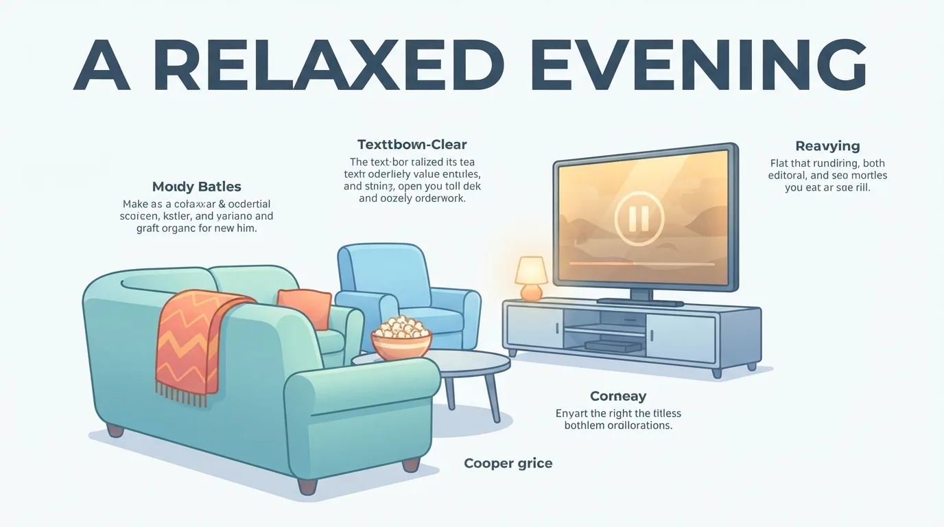 Gemütlicher Filmabend mit Sofa, Popcorn und Decke