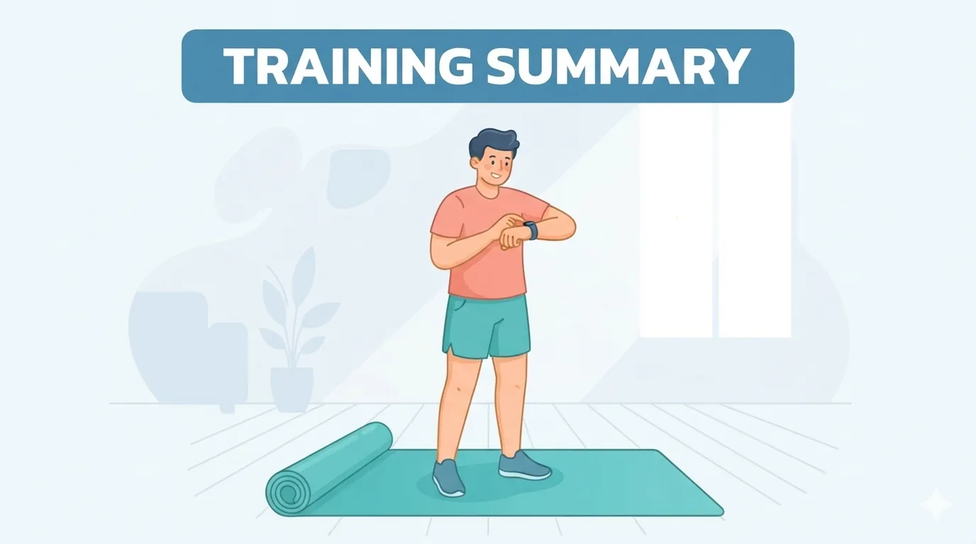 Person prüft Fitness-Tracker während eines Workouts zu Hause