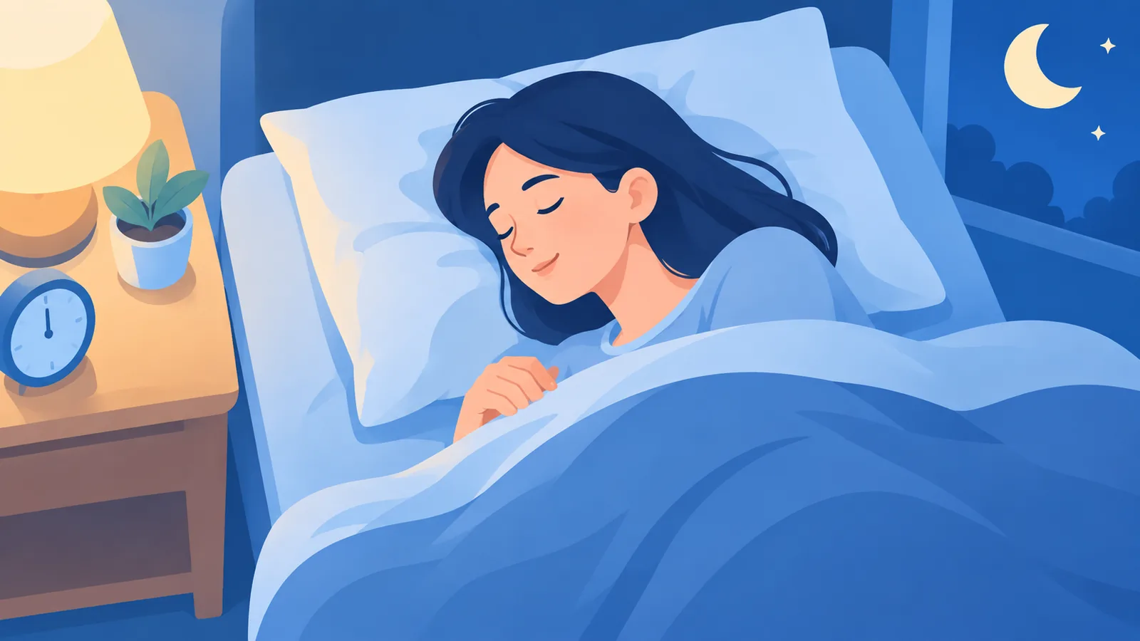 Person schläft entspannt im Bett