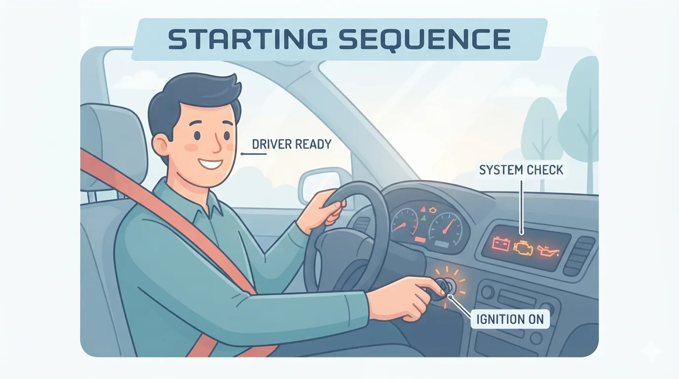 Driver starting the car after charging the battery
