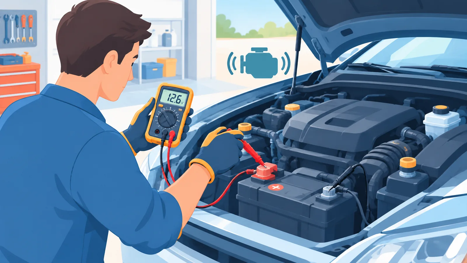 Testing car battery voltage with the engine running