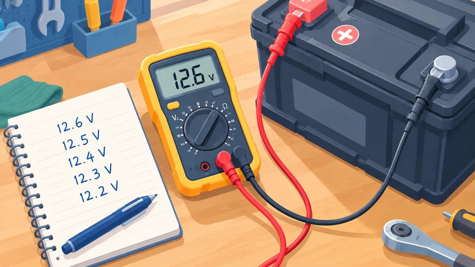 Recording voltage readings to interpret battery results