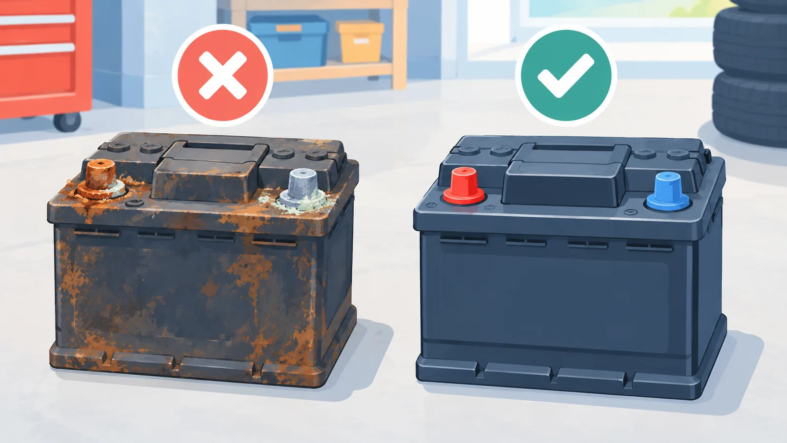 Comparing an old battery with a replacement battery