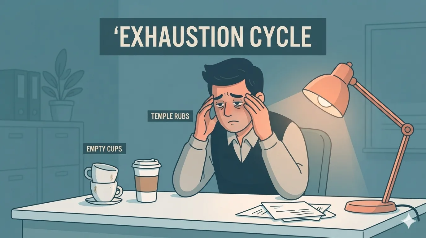 Exhausted employee showing signs of work-related stress