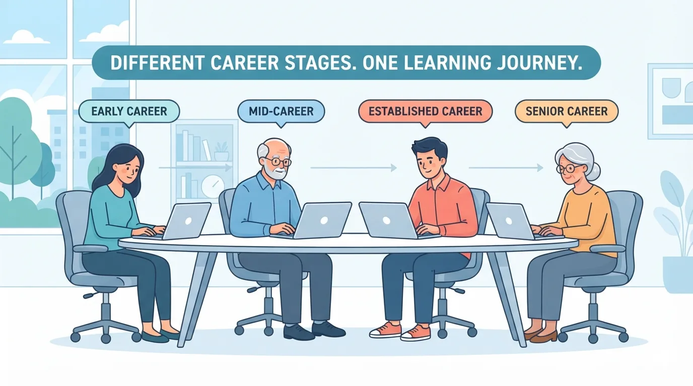 Job seekers at different career stages choosing a resume builder