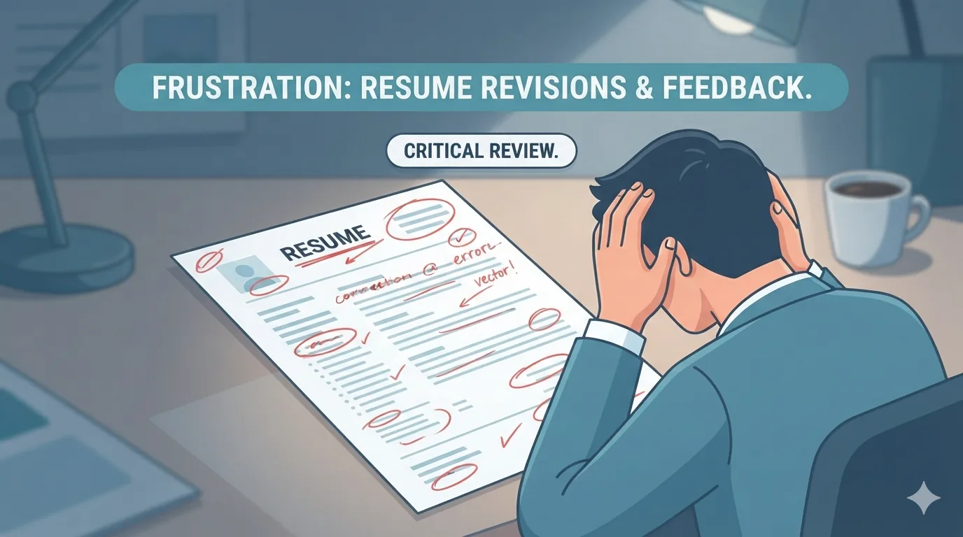 Common resume mistakes marked in red pen