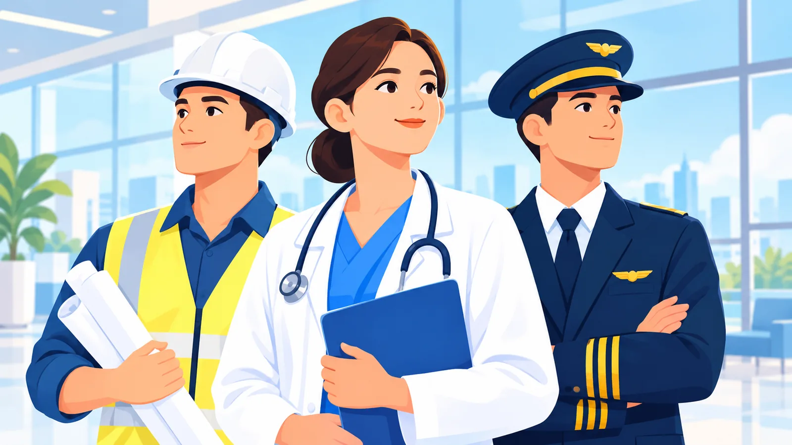 Group of professionals representing top-paying careers in the USA