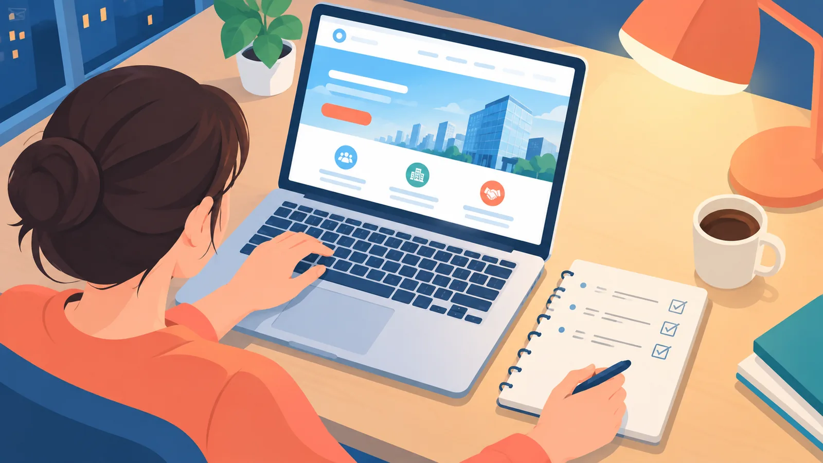 Job seeker researching a company before an interview