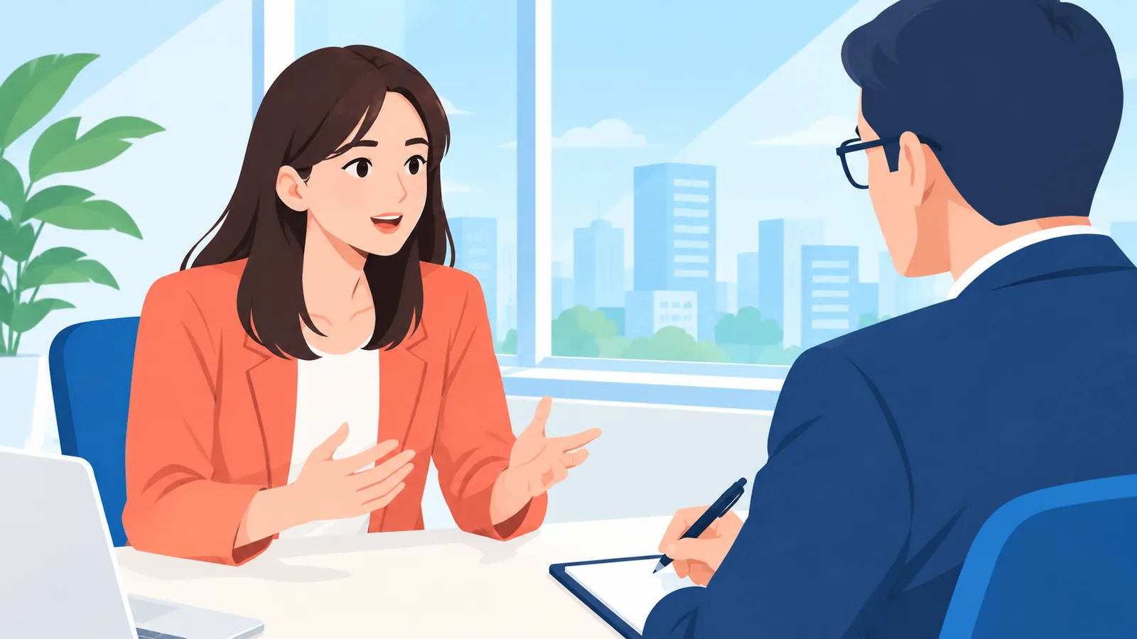 Candidate answering a common interview question