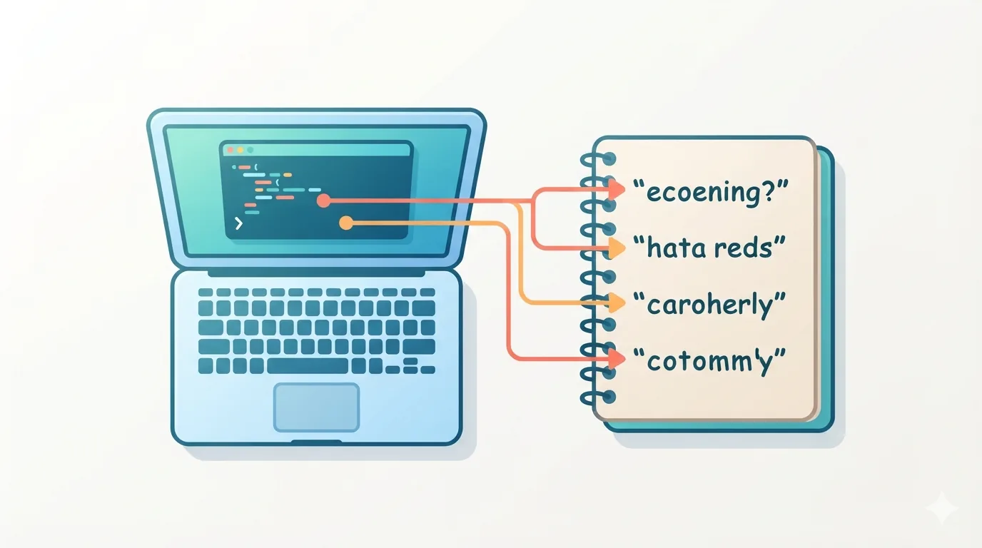 Developer at a laptop with a terminal window open