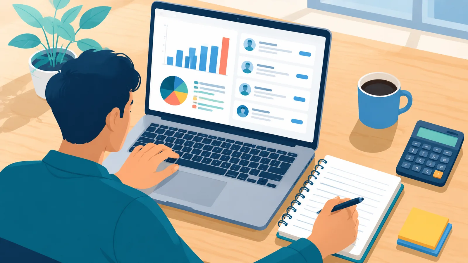 Person researching salary benchmarks and job listings
