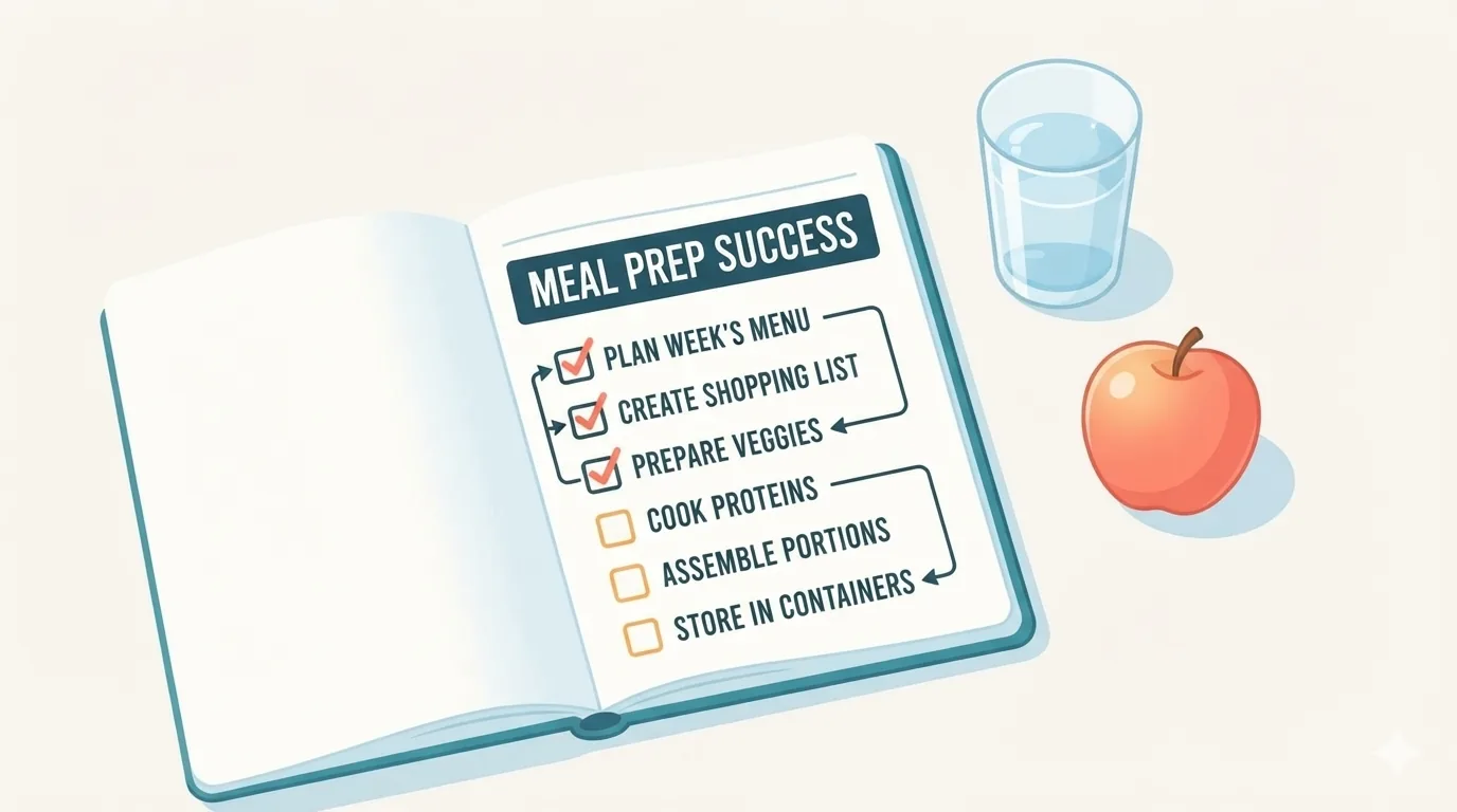 Daily diet checklist notebook on a table