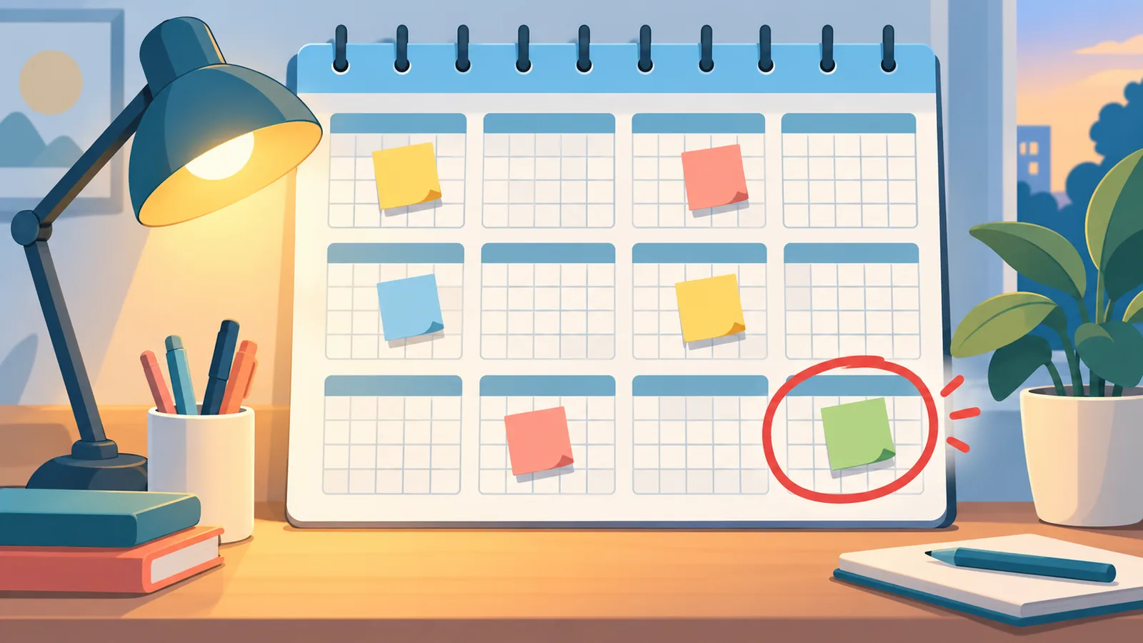 Wall calendar showing a twelve-week study sprint