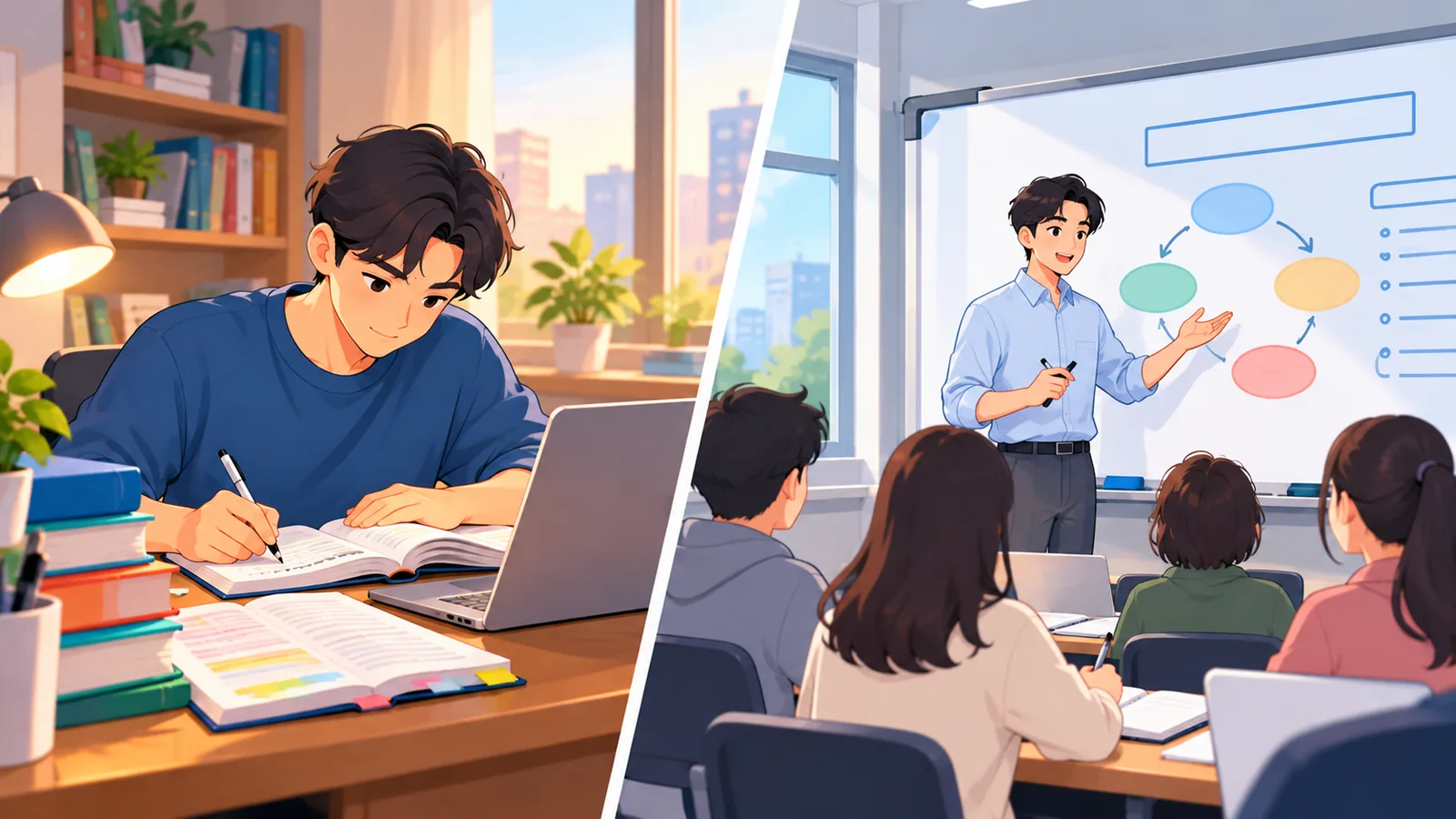Self-study compared with a coaching classroom