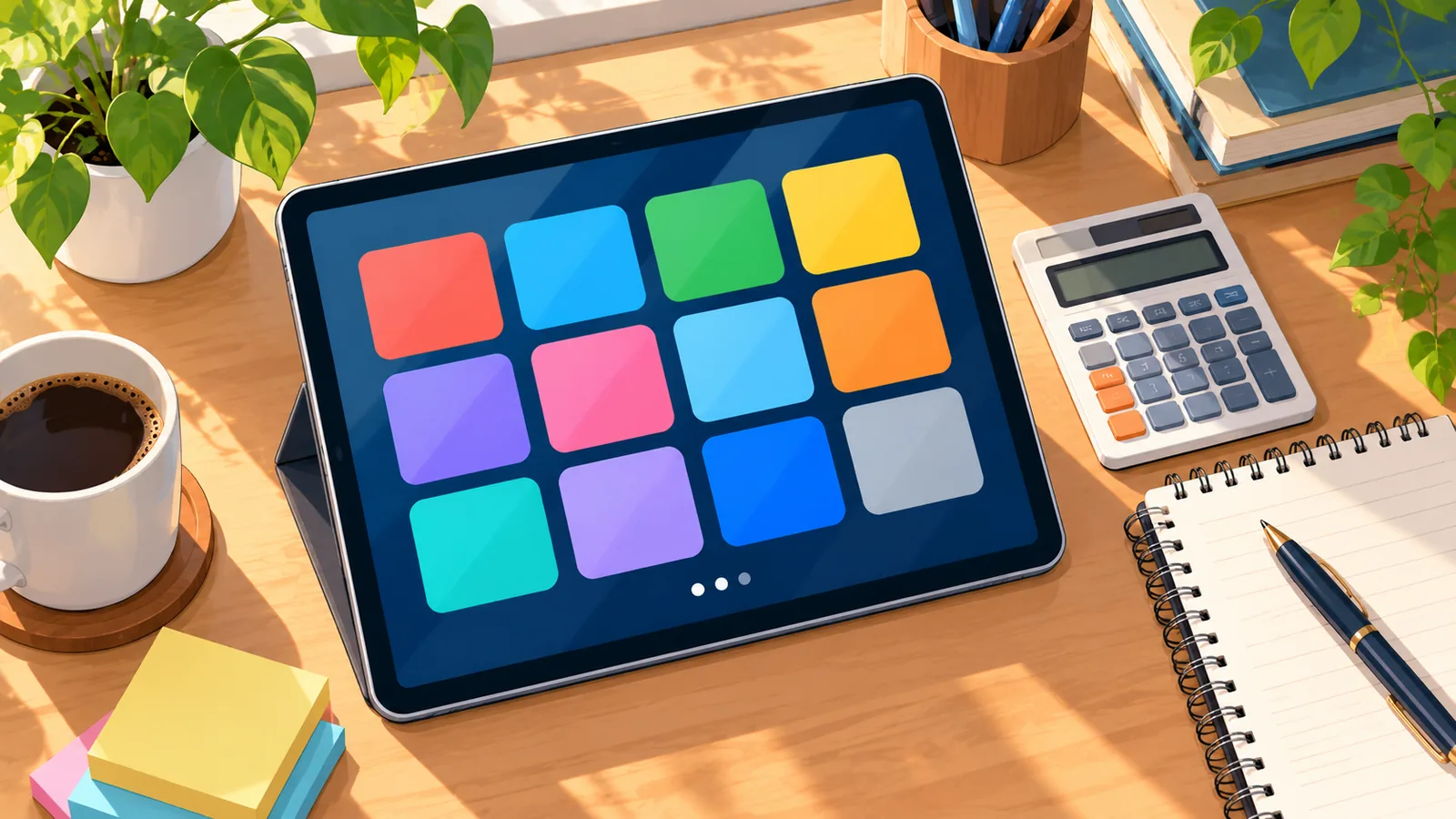 Tablet, calculator, and notepad used to compare streaming costs