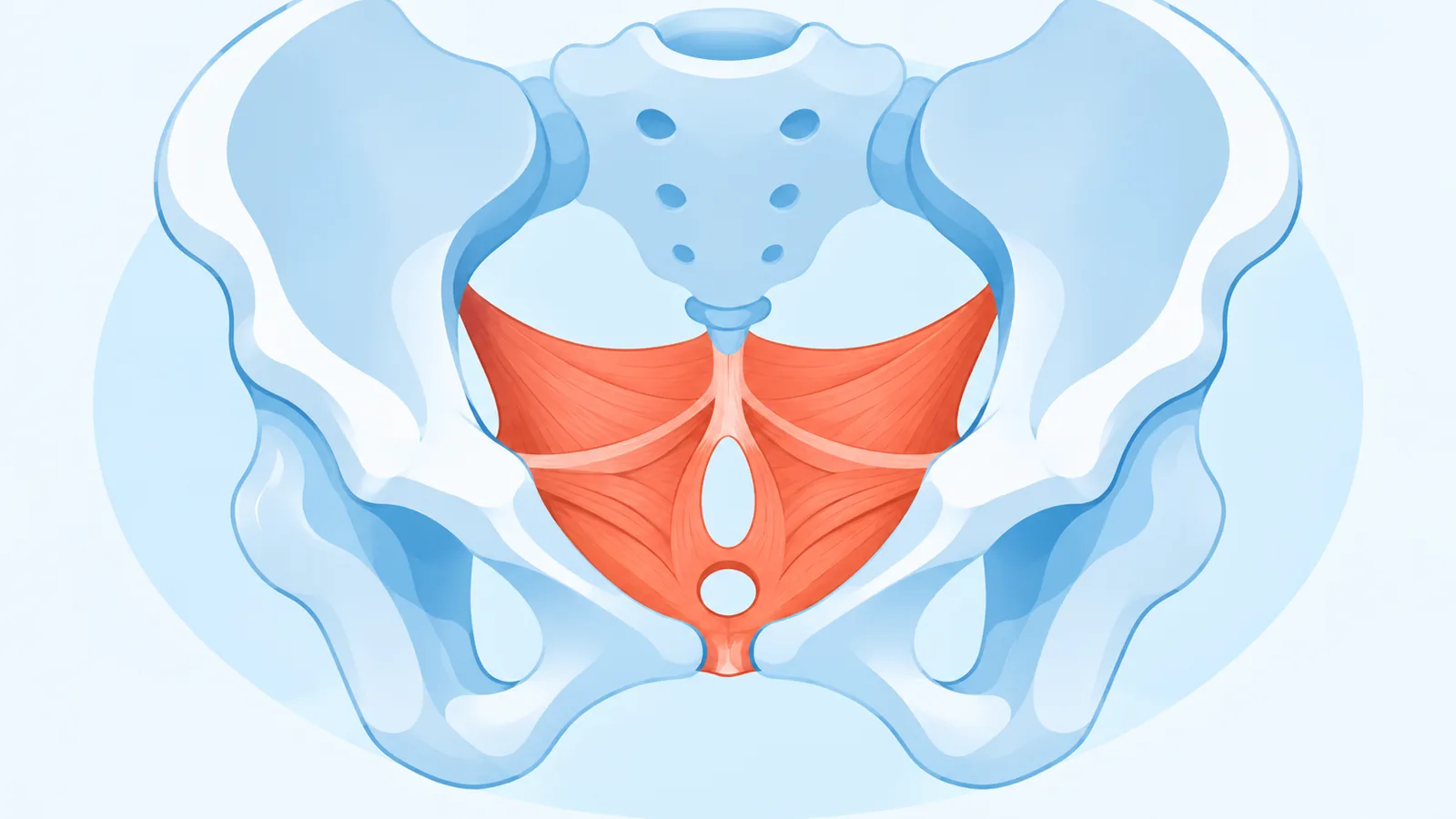Diagram of the pelvic floor muscles supporting the bladder and bowel