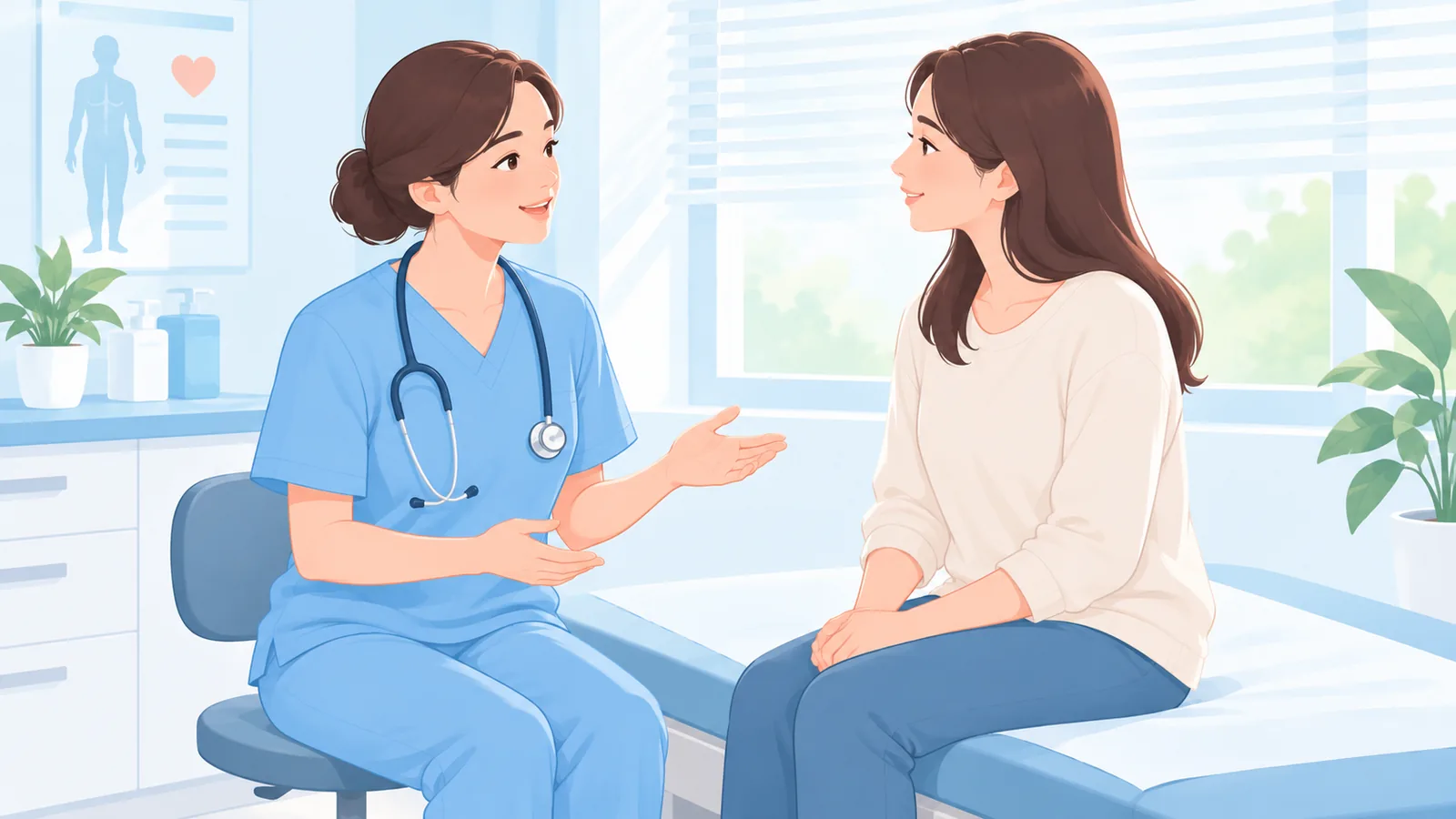 Healthcare professional discussing pelvic floor safety with a patient