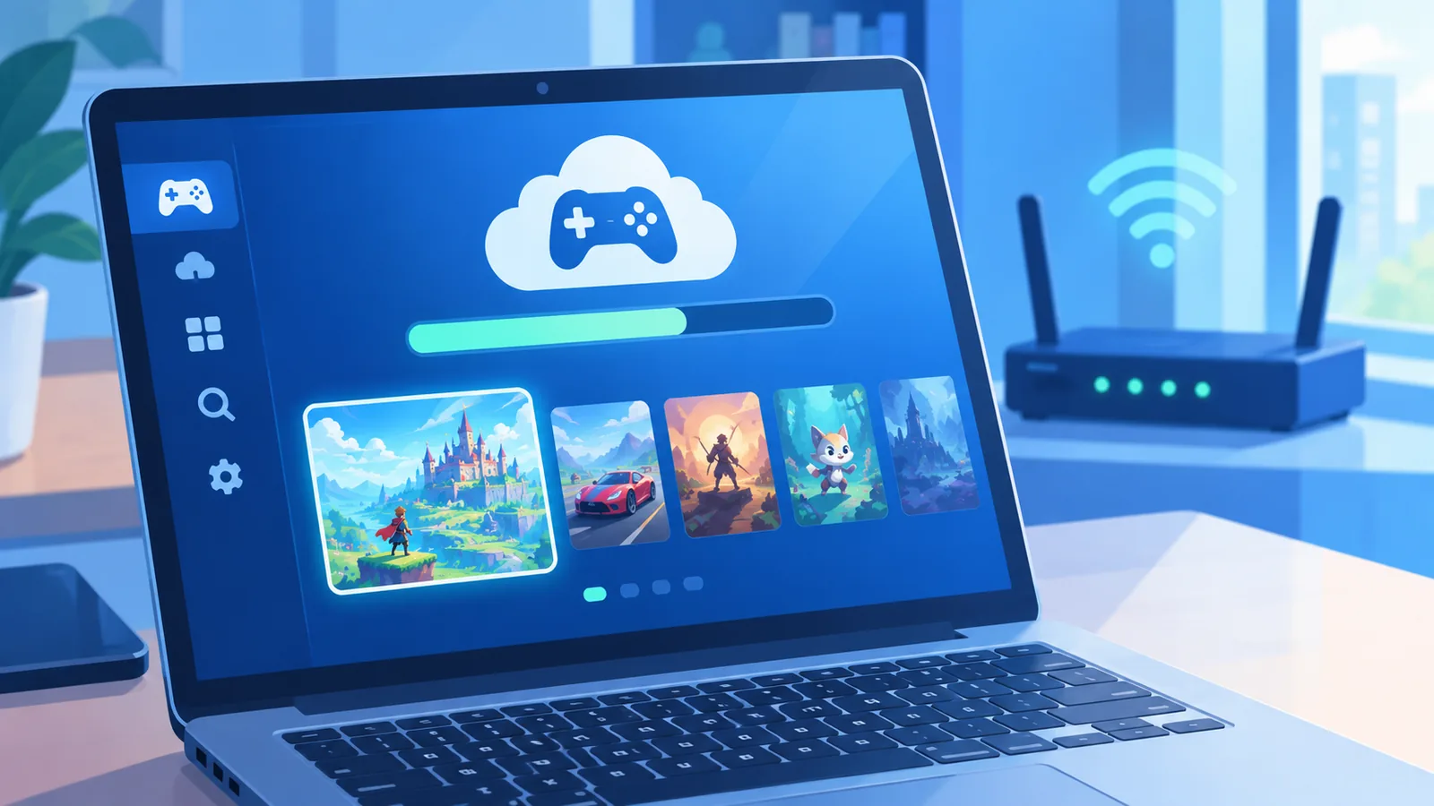 Streaming a cloud game on a laptop with strong Wi-Fi