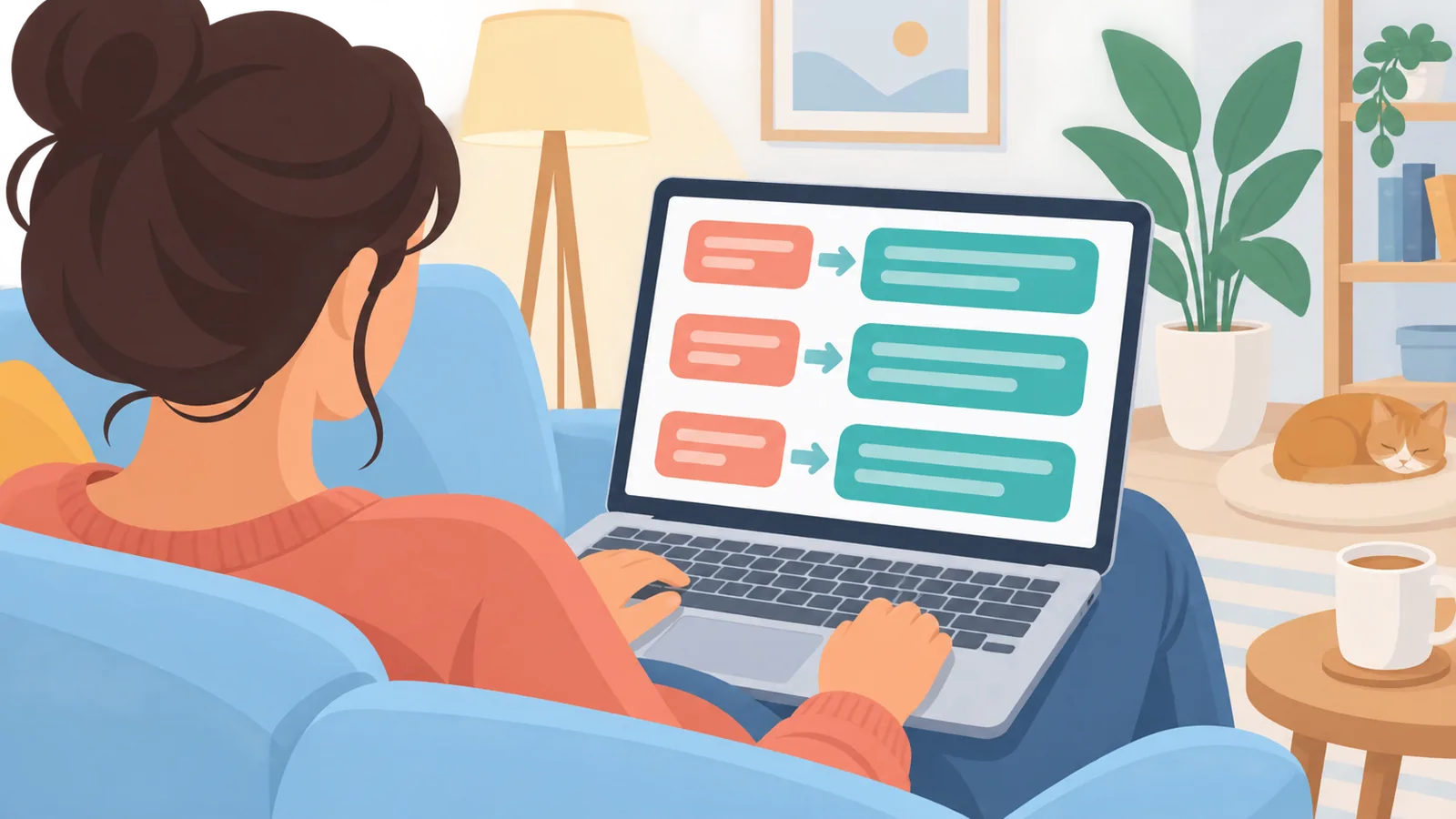 Person browsing frequently asked questions on a laptop