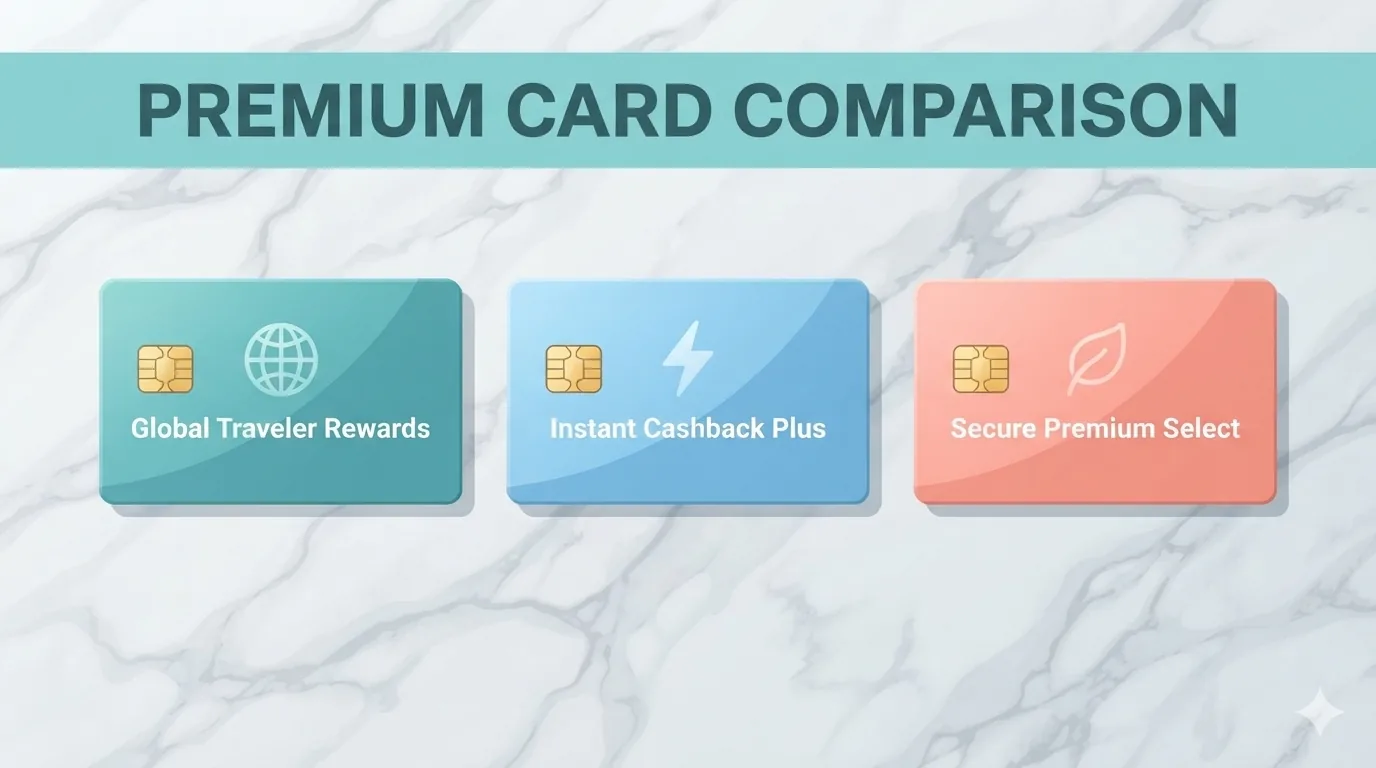 Three premium credit cards compared side by side
