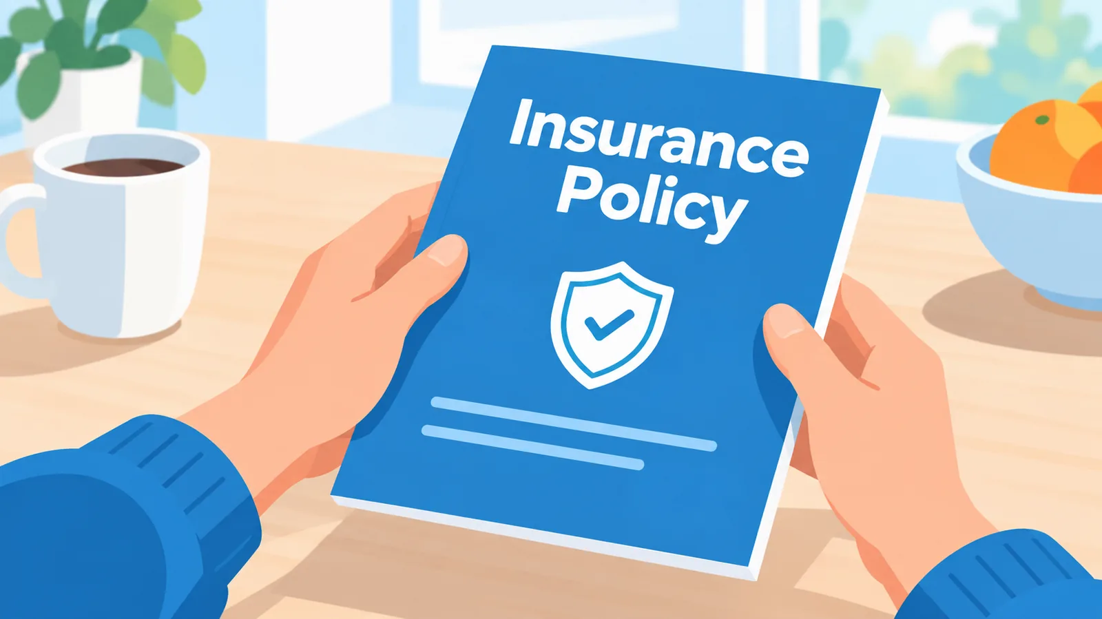 Person reviewing an insurance policy booklet at home