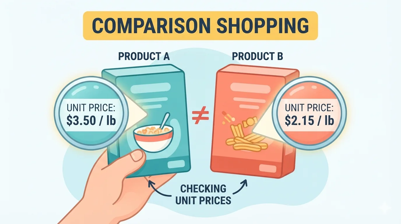 Comparing unit prices on grocery product labels