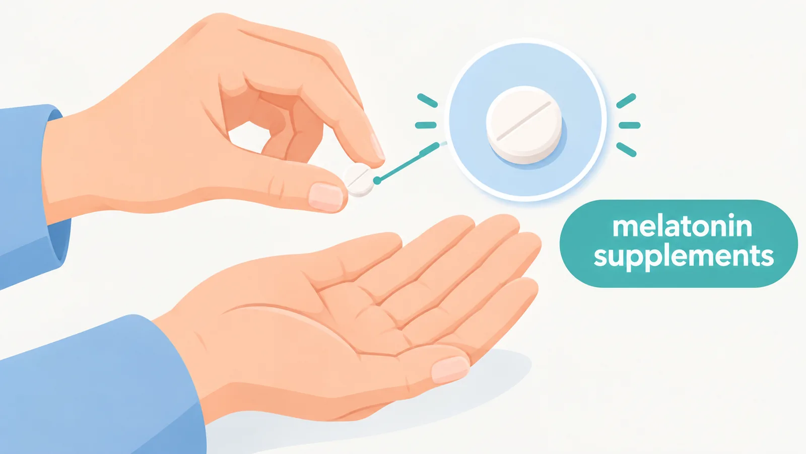 Hand holding a single melatonin dose