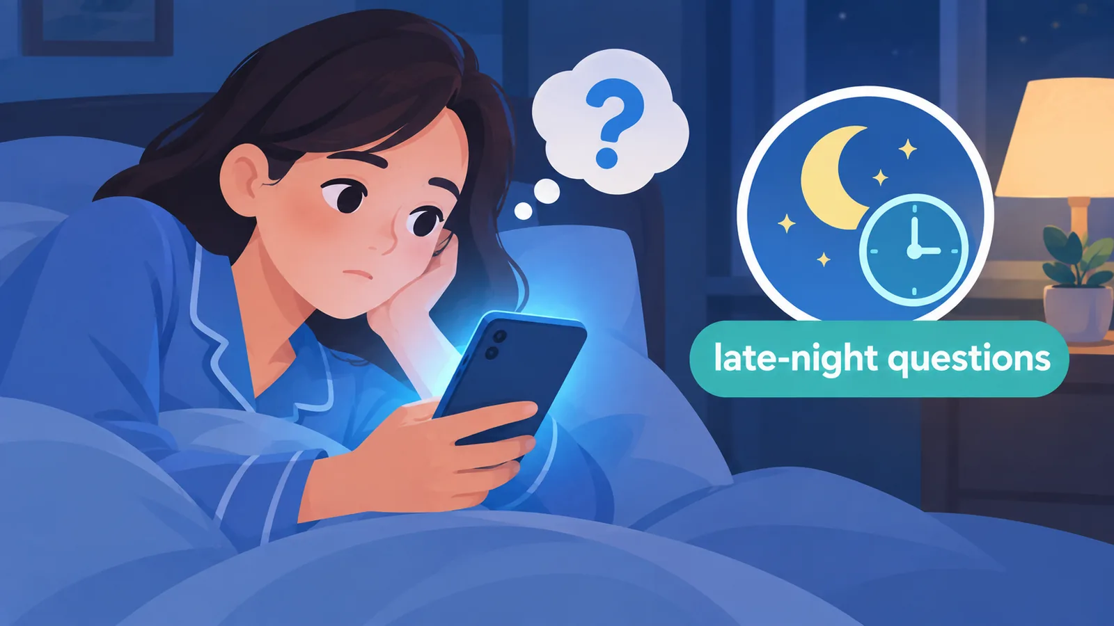 Person researching melatonin questions at night