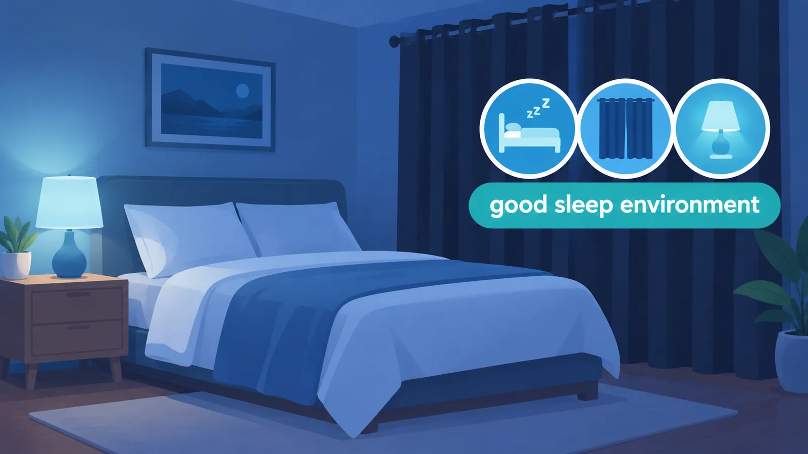 Calm bedroom environment suited for restful sleep