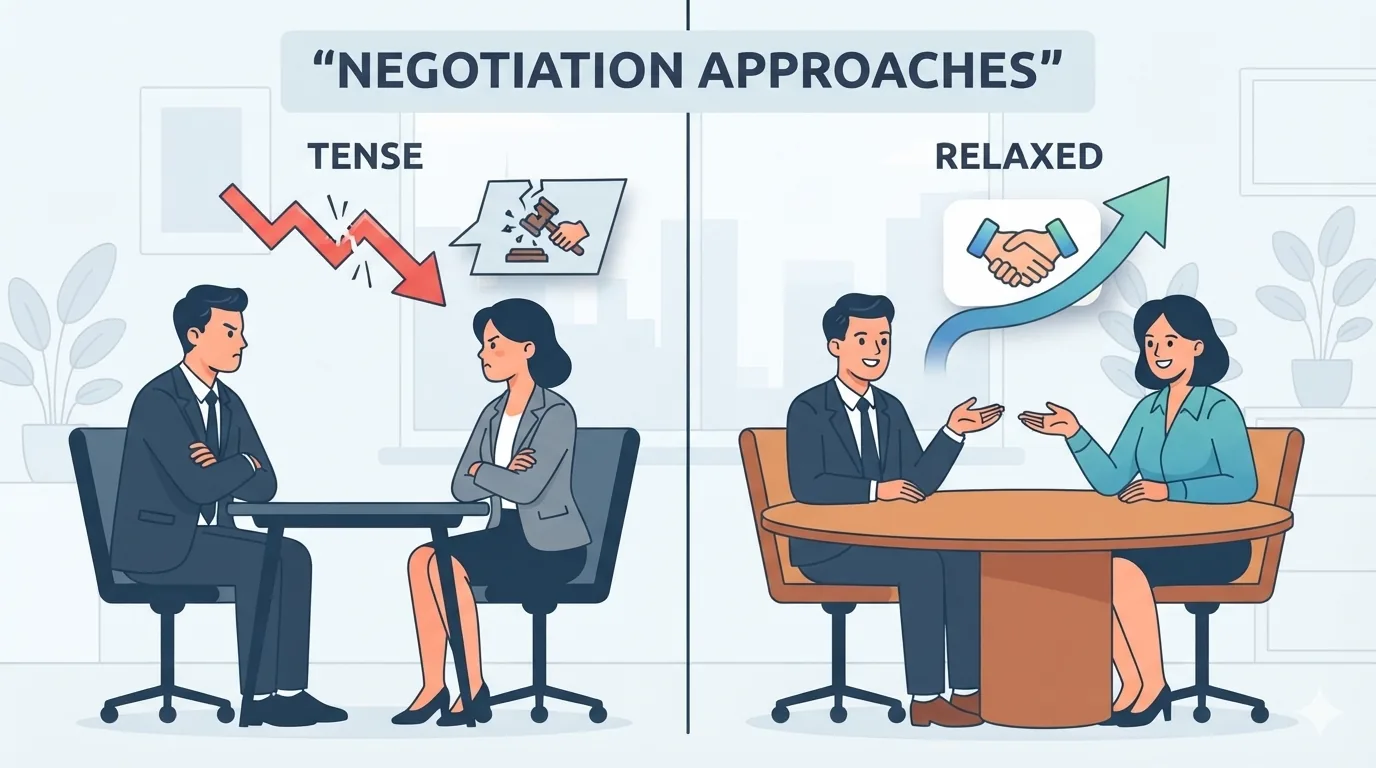 Comparación visual entre una negociación pasiva y una negociación activa