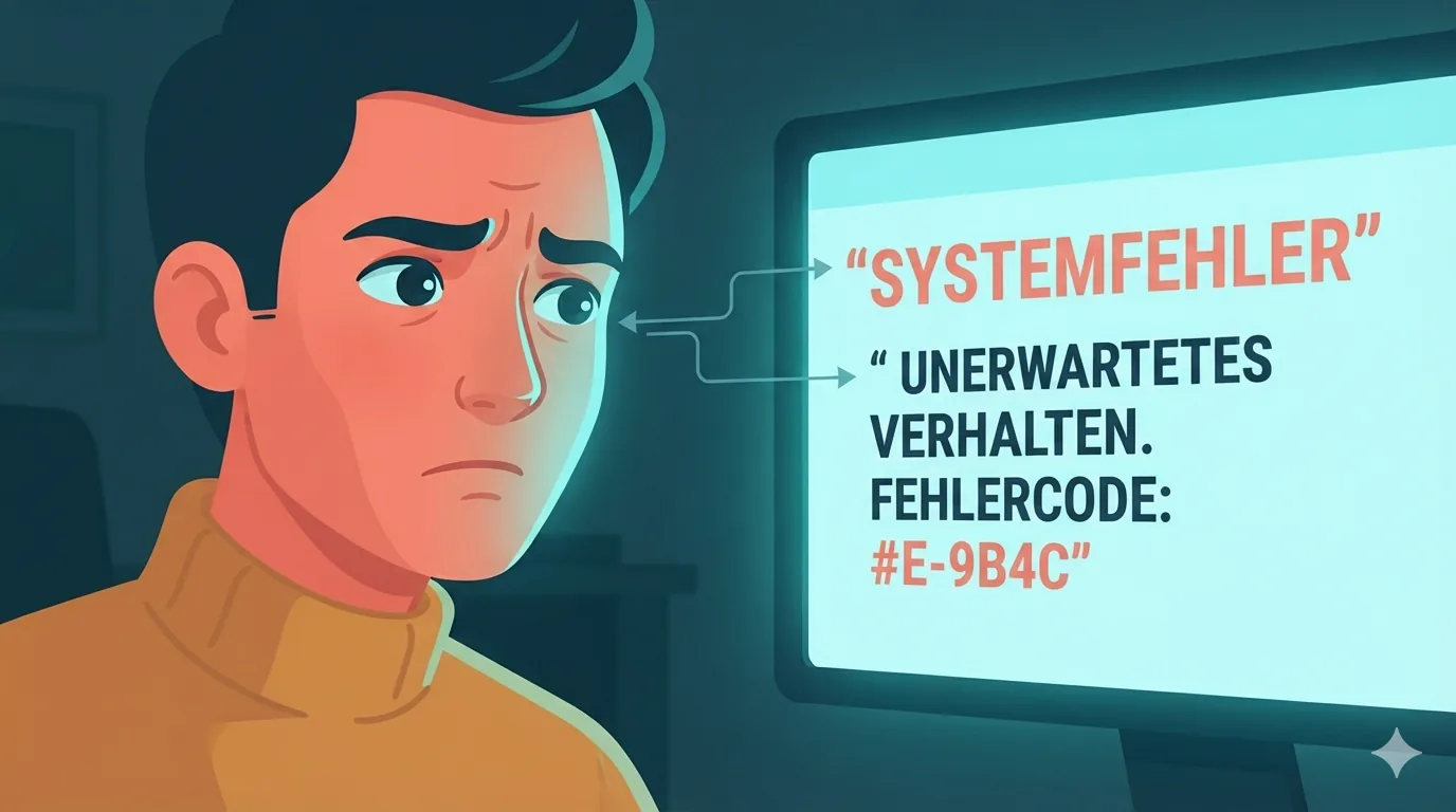 Persona observando un mensaje de error en la pantalla