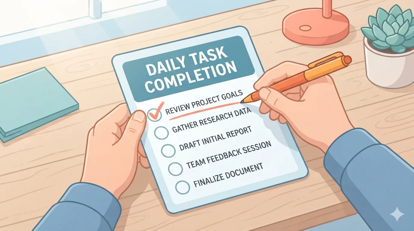 Persona completando un checklist práctico de auditoría