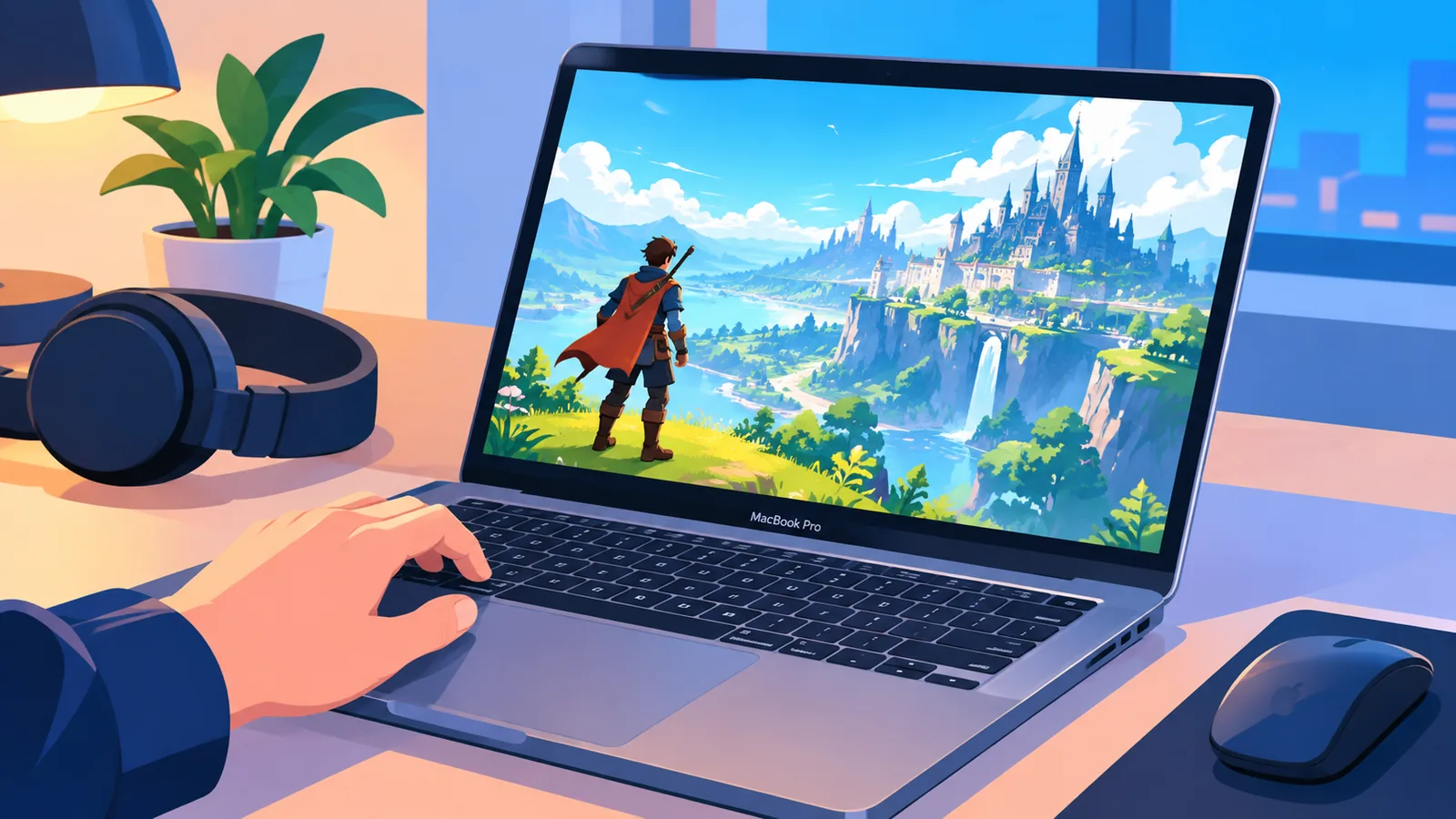 MacBook Pro ejecutando un videojuego AAA en macOS