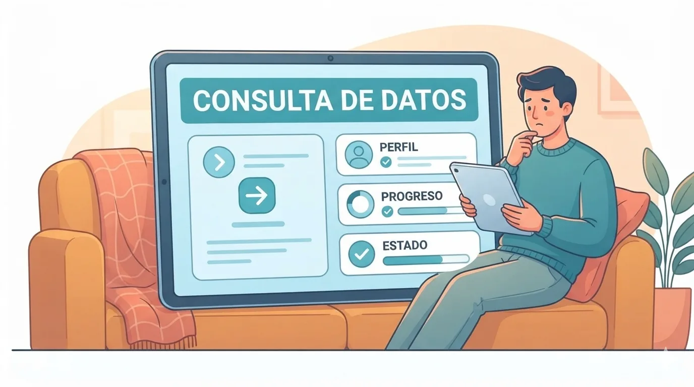 Persona pensativa leyendo información en una tableta