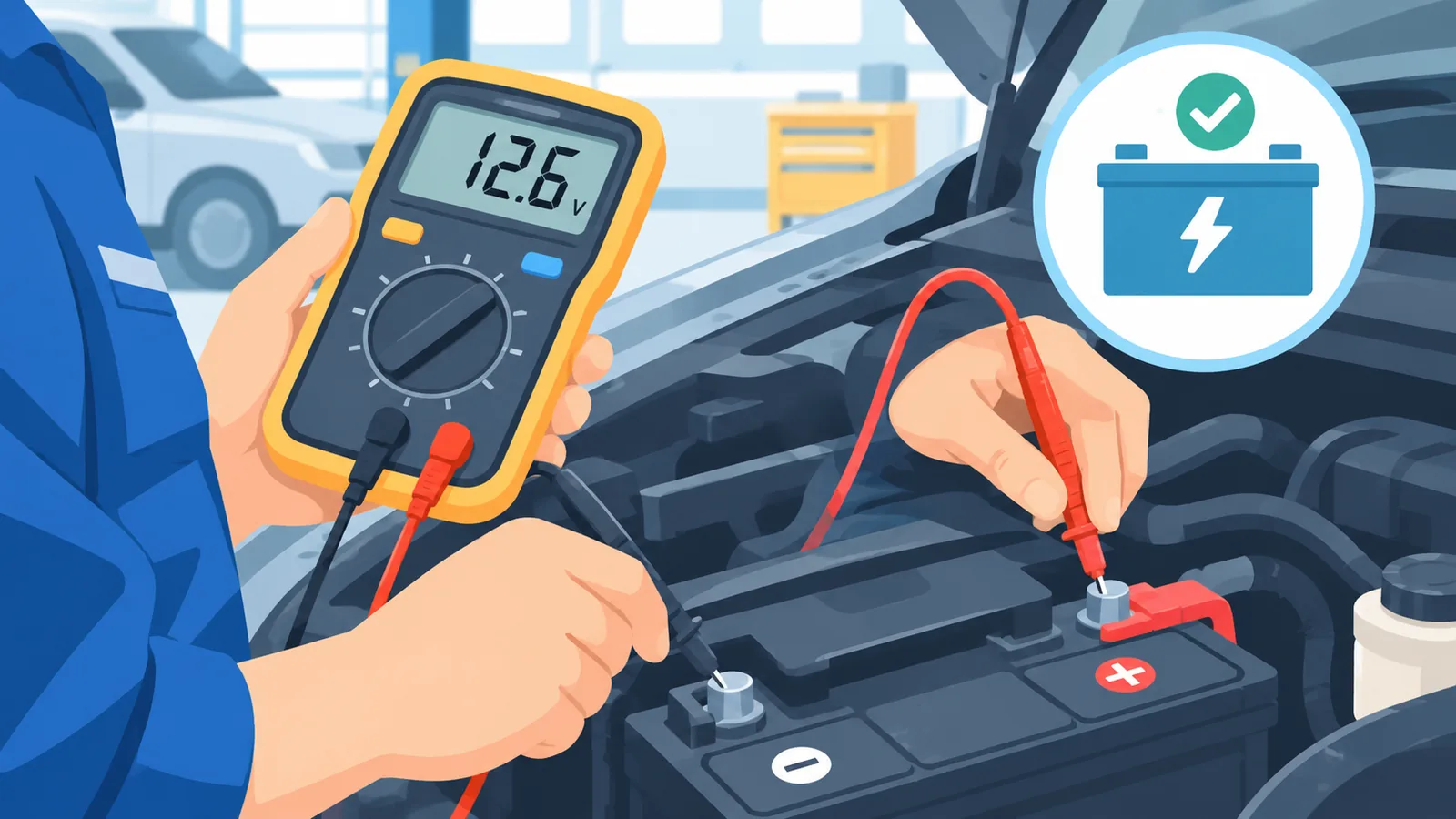 Mga iba't ibang brand ng car battery na nakadisplay sa tindahan