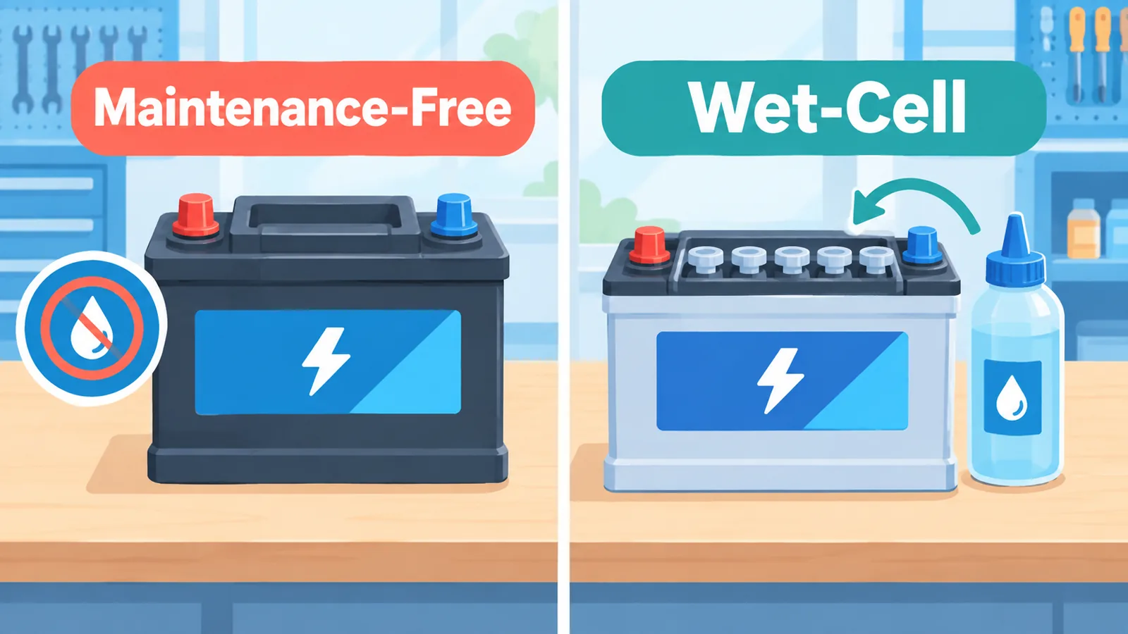 Maintenance-free battery kumpara sa conventional wet-cell battery
