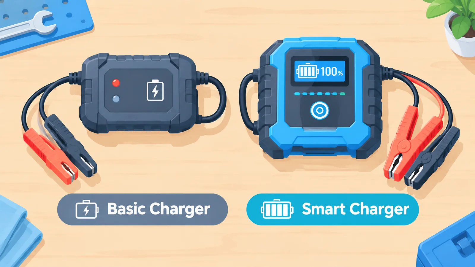 Iba't ibang uri ng car battery charger