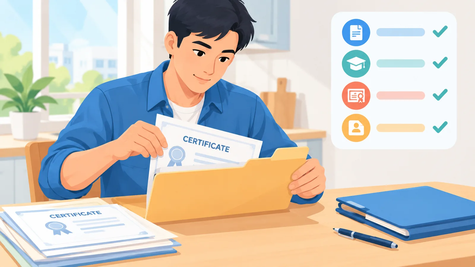 Aplikante na naghahanda ng dokumento para mag-apply