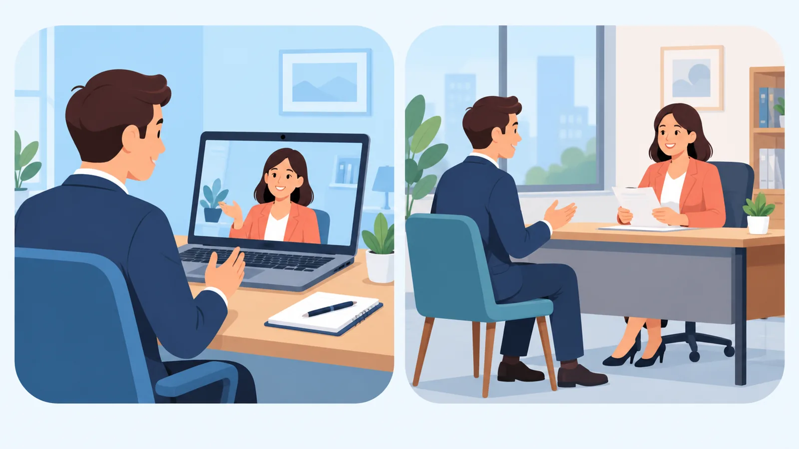 Paghahambing ng online at face-to-face interview setup