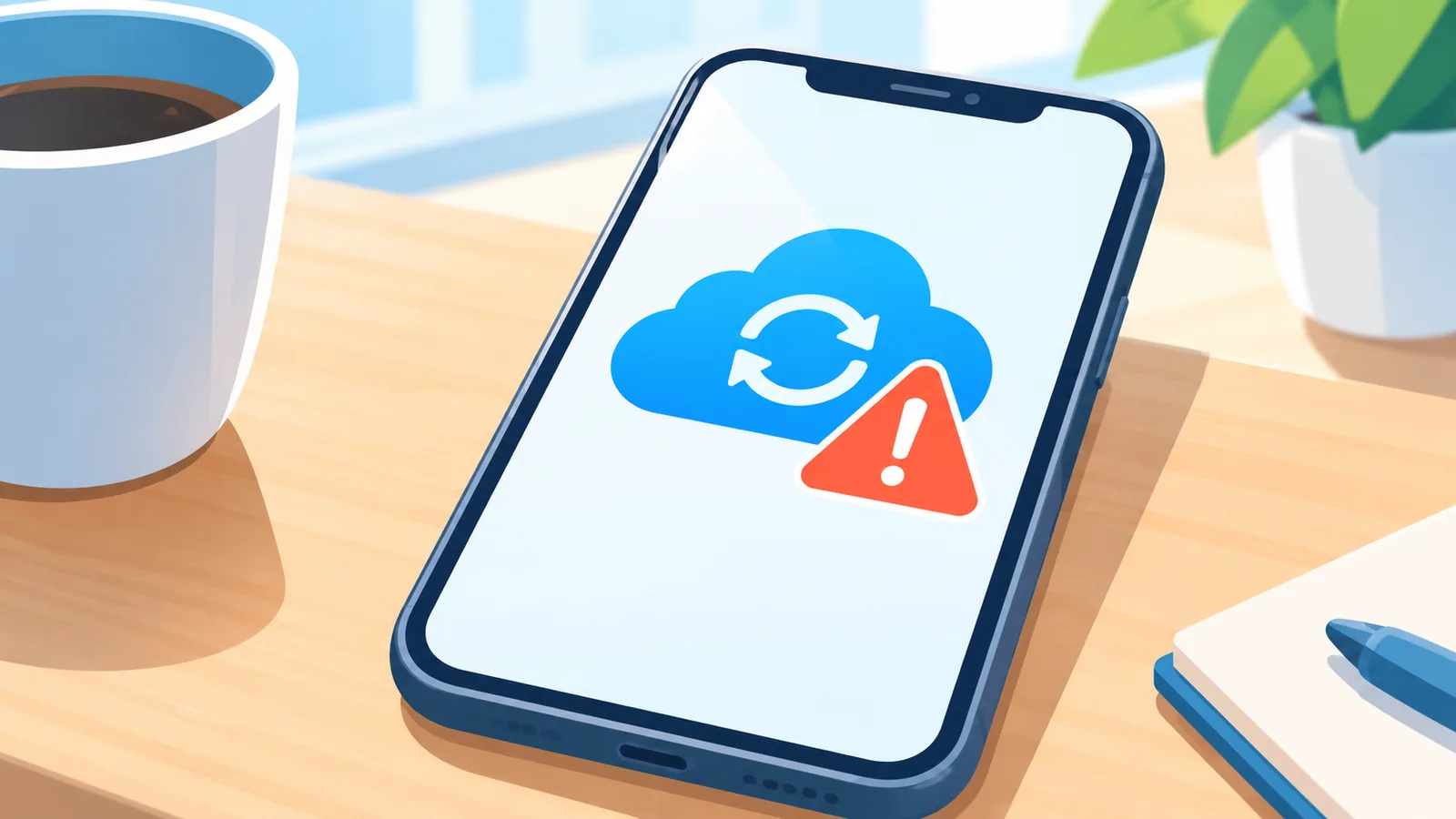 Larawan ng smartphone na nagpapakita ng error sa pag-sync