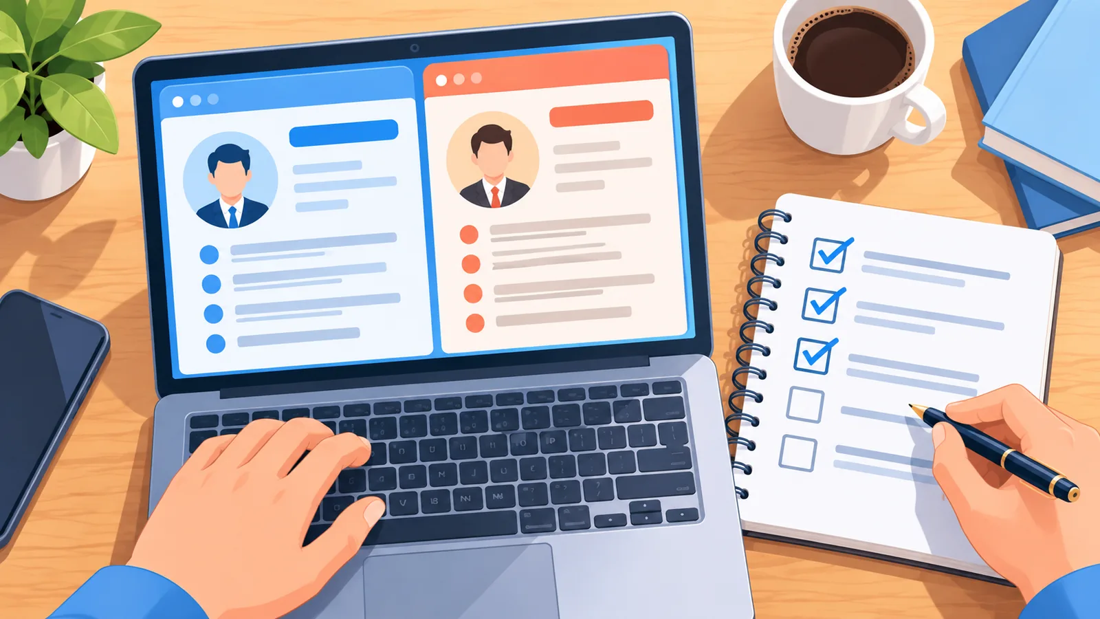 Larawan ng proseso ng pag-eebalwa ng iba't ibang resume builder tool