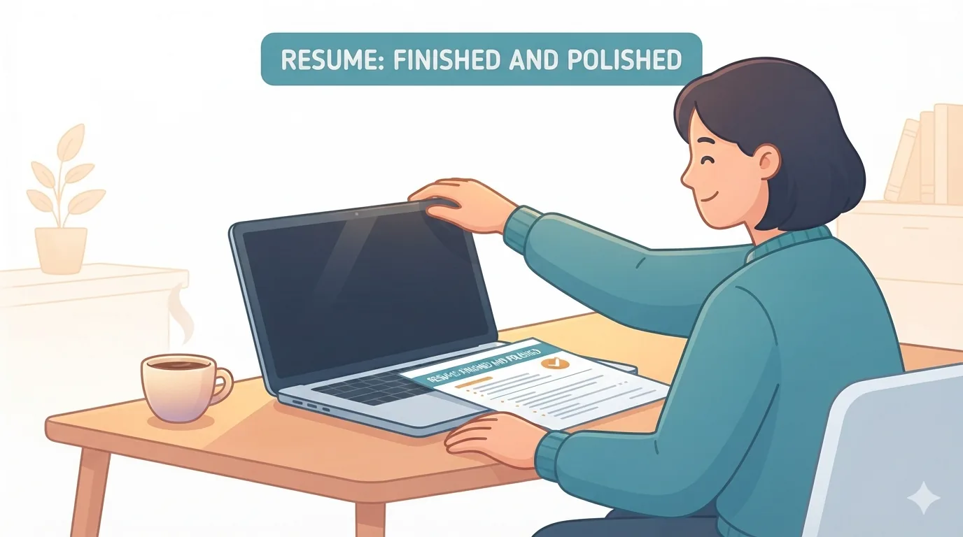 Larawan ng taong lumilipat ng career path habang nagsusulat ng resume