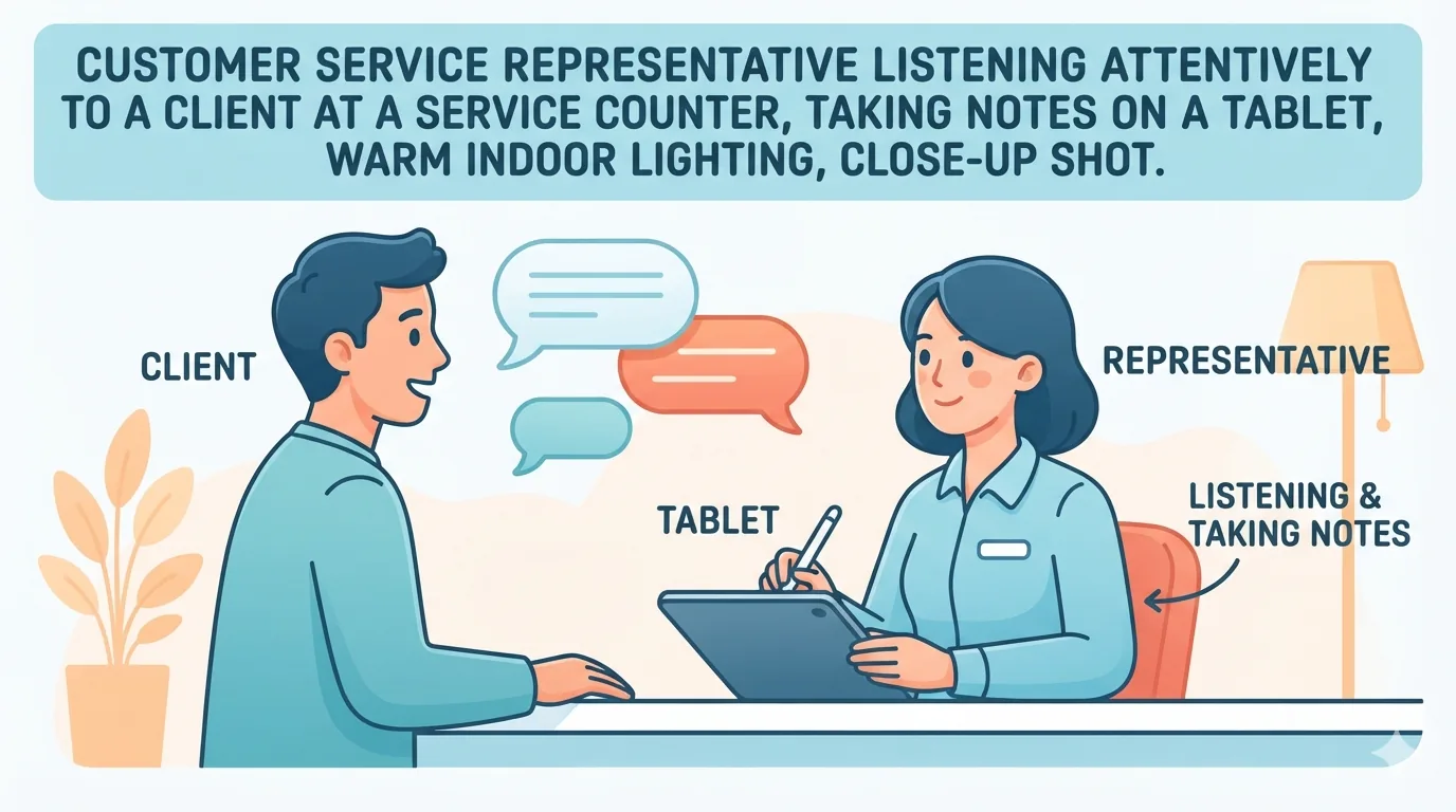 Customer service representative na nakikinig sa kliyente